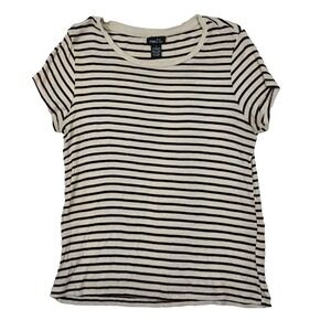 Rue 21 Women's Size Large‎ Short Sleeve Striped Shirt Top Round Neck Rayon